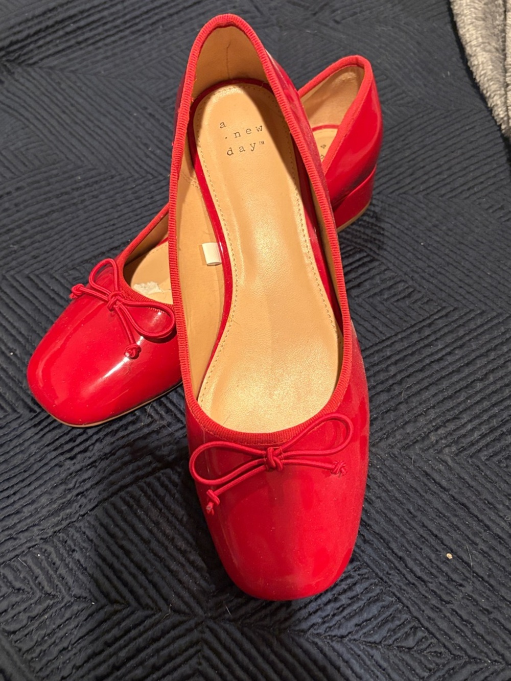 a new day Red Patent Ballet Flats with Bow Accent